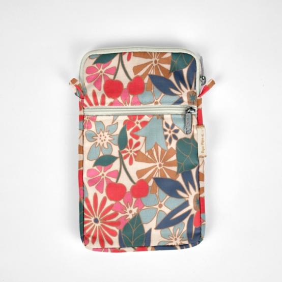 Quilted phone pocket cerise en fleur