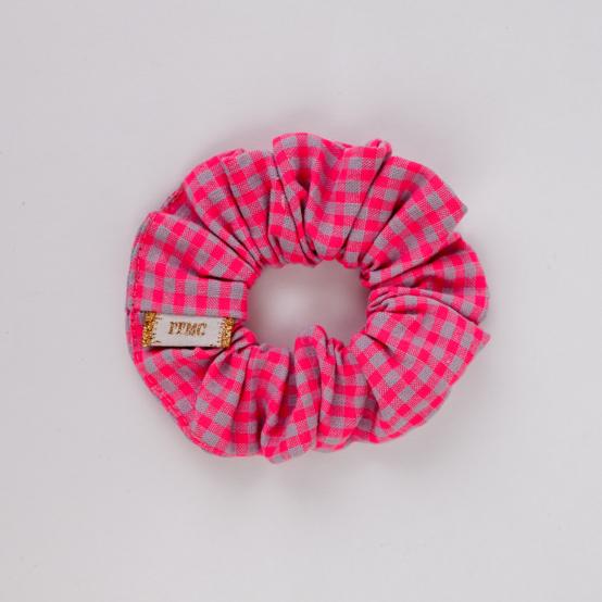 Small scrunchie neon pink gingham