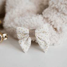 Mini bow tie clip white sequined