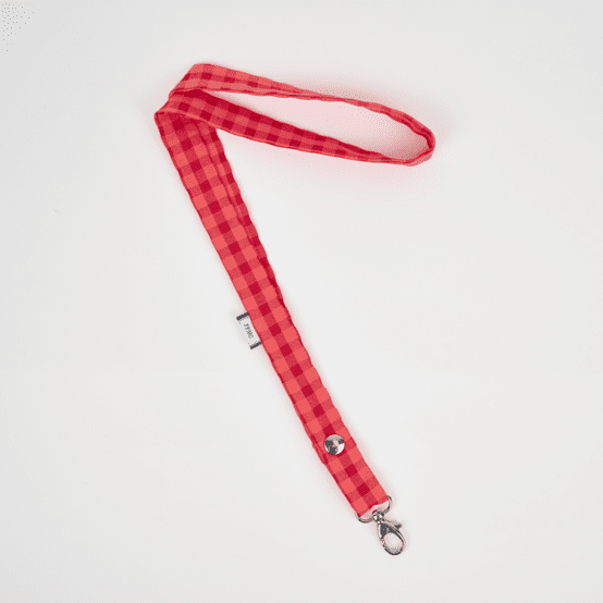 Lanyard necklace coral red gingham