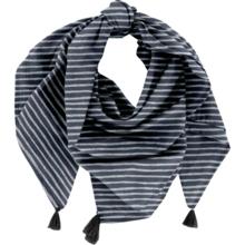 Pom pom scarf striped silver dark blue
