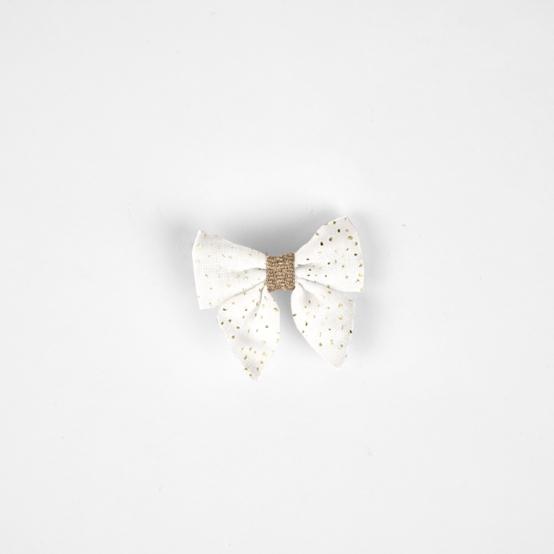 Mini bow tie clip white sequined