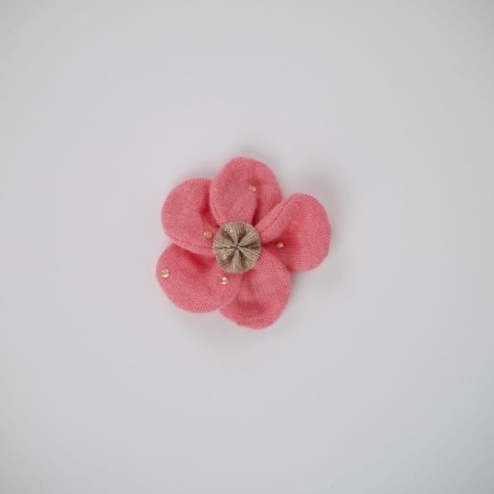 Mini Flower petal hair slide gaze pois or rose sorbet