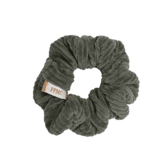 Small scrunchie khaki corduroy