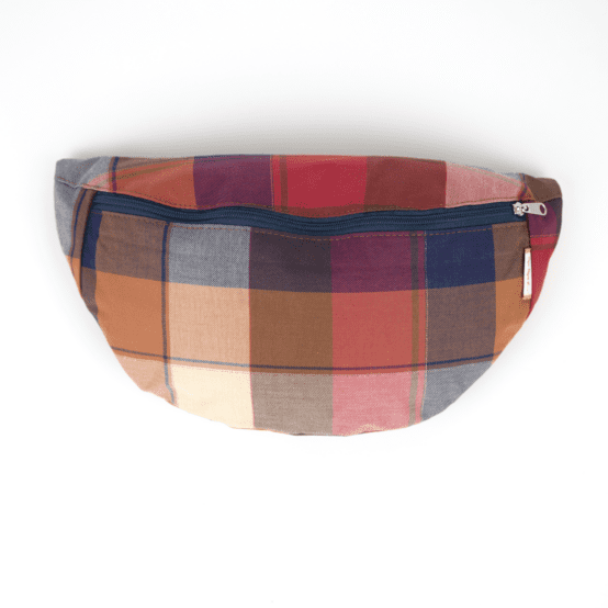 Small banana bag ruby lurex tartan