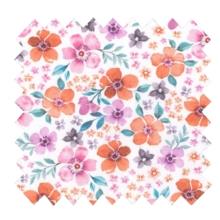 Cotton fabric ex2419 orange pink pansies