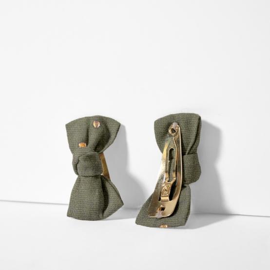 Small bows hair clips gaze pois or kaki