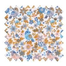 Cotton fabric ex2357 blue flower bird