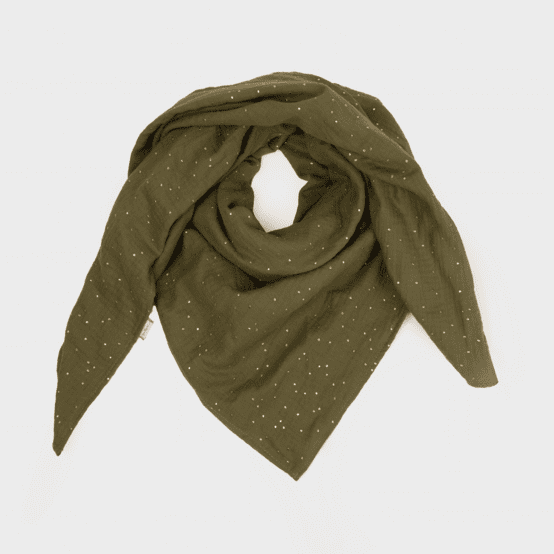 Large Scarf gaze pois or kaki