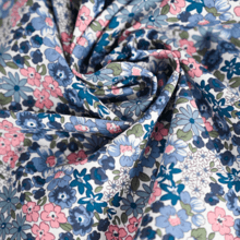 Cotton fabric ex2412 blue pink meadow