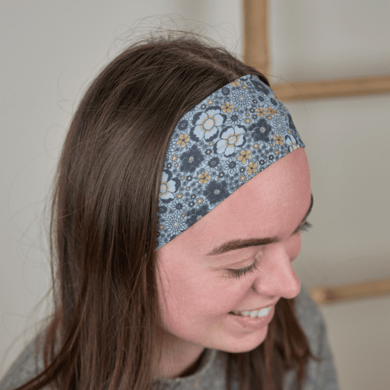 Stretch jersey headband  lavandula grey and blue