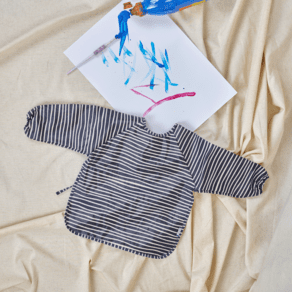 Bib sleeves striped  ivory navy