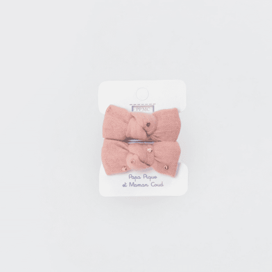 Small Elastics bows gaze pois or rose thé