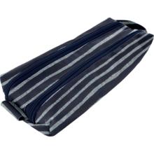 Double compartment school kit striped silver dark blue