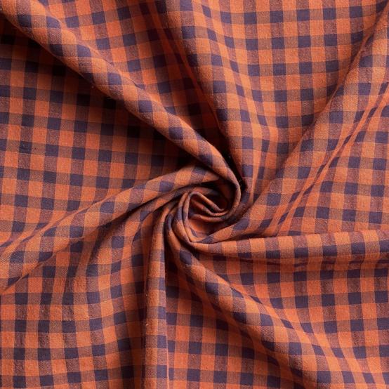 Cotton fabric plum caramel gingham
