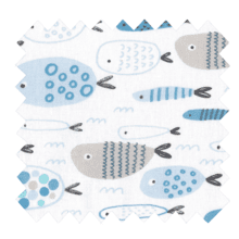 Cotton fabric ex2438 school of blue gray fish