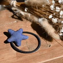 Pony-tail elastic hair star light denim