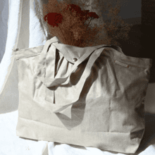 Pleated tote bag - Medium size golden linen