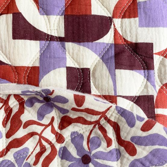Quilted fabric ex2646 lilac and rust poplin quilt
