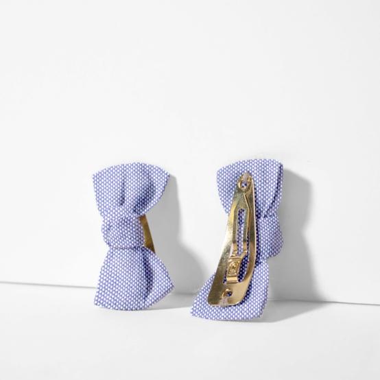 Small bows hair clips oxford blue