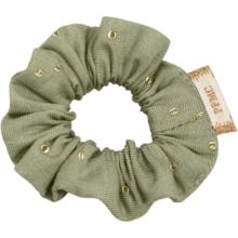 Mini Scrunchie almond green with golden dots gauze