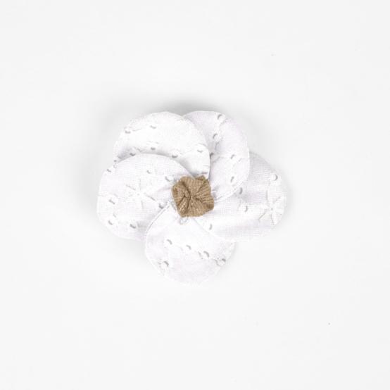 Flower petal hair slide small  starry white english embroidery 