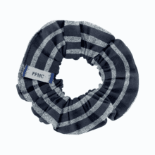 Small scrunchie striped silver dark blue