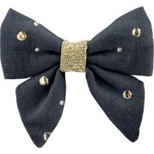 Mini bow tie clip gaze pois or marine