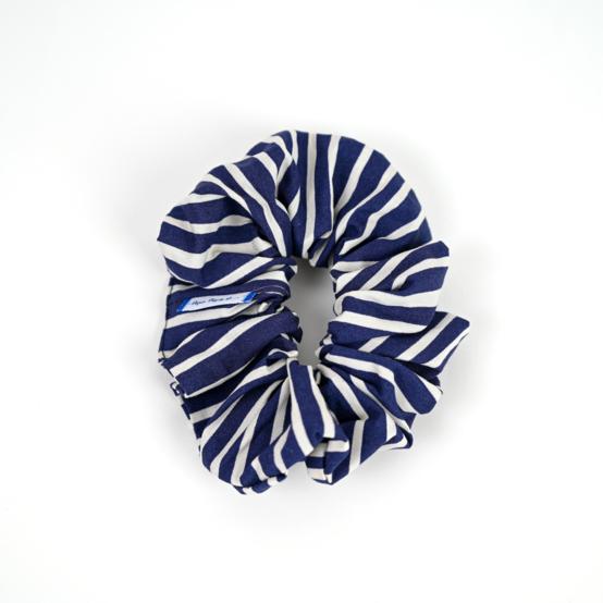 Scrunchie striped  ivory navy