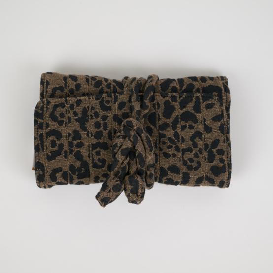 Jewelry pouch mocha quilted leopard