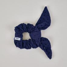 Bunny ear Scrunchie blue english embroidery