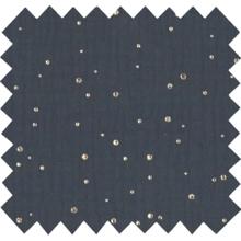 Cotton Fabric gaze pois or marine