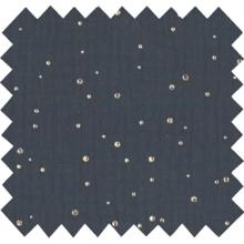 Cotton Fabric gaze pois or marine