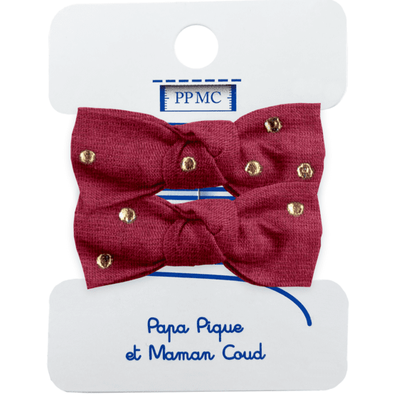 Small Elastics bows gaze pois or grenat