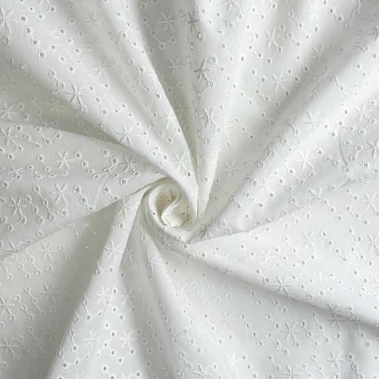 Cotton fabric starry white english embroidery