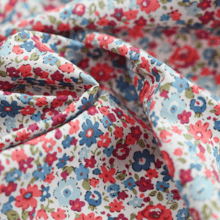 Cotton fabric ex2411 coral and jeans garden