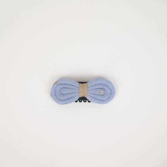 Noeud Anti-Glisse hair slide gaze pois or bleu baltique