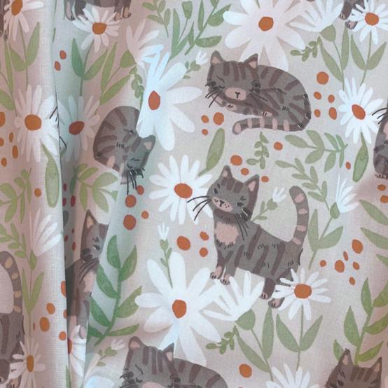 Cotton fabric ex2581flower kittycat