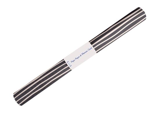 35cm coated fabric coupon striped  ivory navy