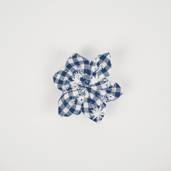 Star flower hairslide navy embroidered gingham