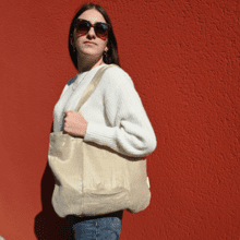 Foldable tote bag golden linen