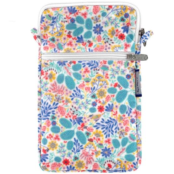 Quilted phone pocket champêtre bleuté