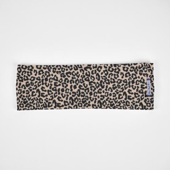 Stretch jersey headband  beige and black leo