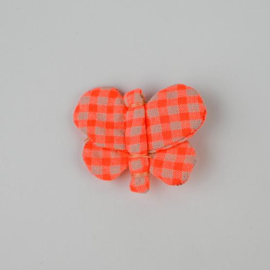 Butterfly hair clip neon orange gingham