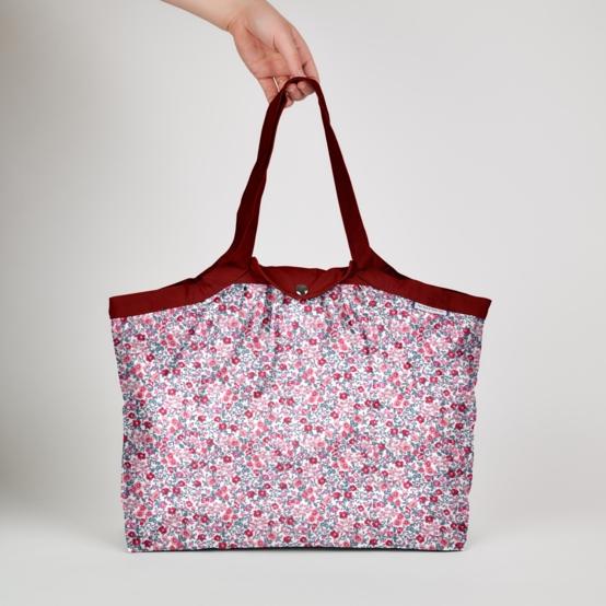 Pleated tote bag - Medium size rose grenadine