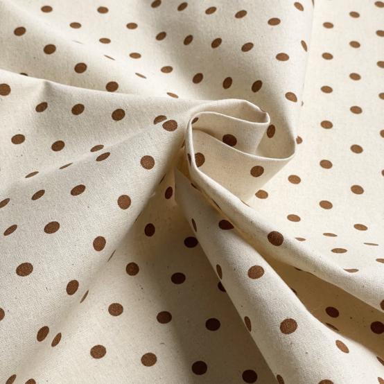 Cotton fabric ex2657 pois écru chocolat