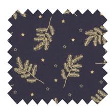 Cotton fabric ex2317 navy blue and gold fir branches