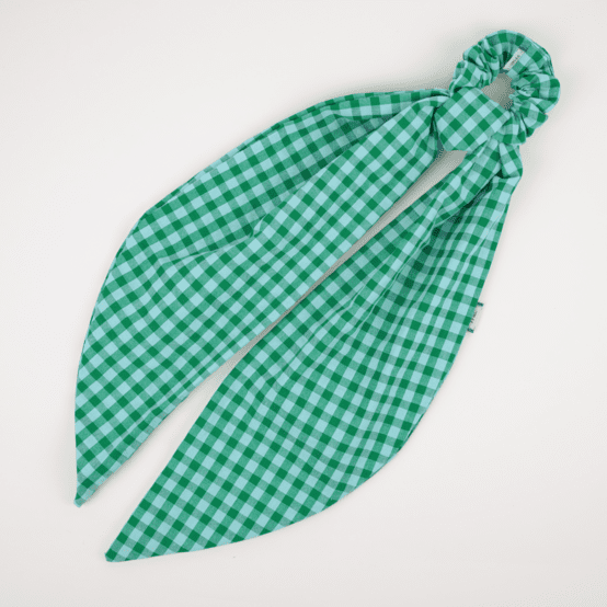 Long tail scrunchie green mint gingham