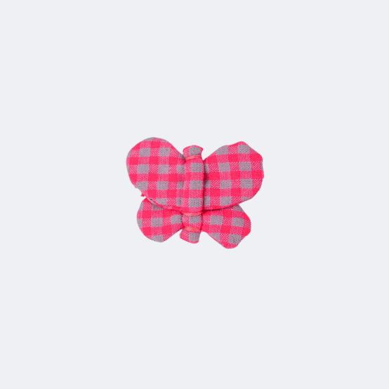 Butterfly hair clip neon pink gingham