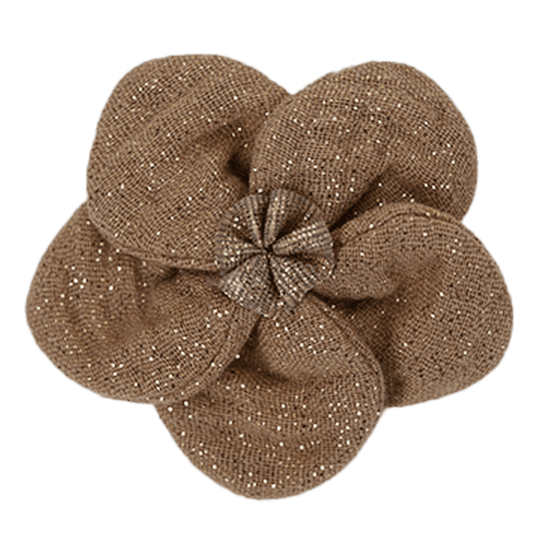 Flower petal hair slide small  gaze pailletée camel